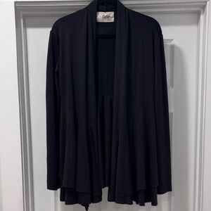 Fluxus Elegant Black Draped Cardigan